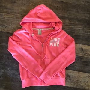Pink zip up hoodies